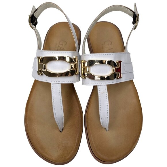 GAIA T Strap Leather Sandals Womens White Made In Italy EU 38 US 7.5 - Picture 7 of 12